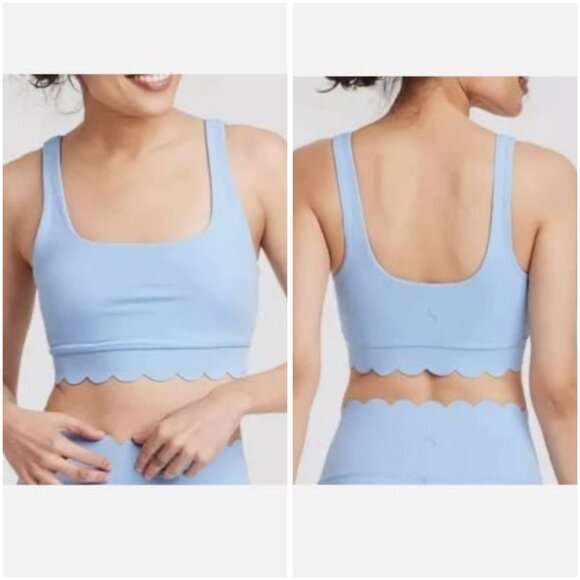 JoyLab X Large Women's Scallop Detail Sports Bra Light Blue Active Athleisure - Picture 1 of 9